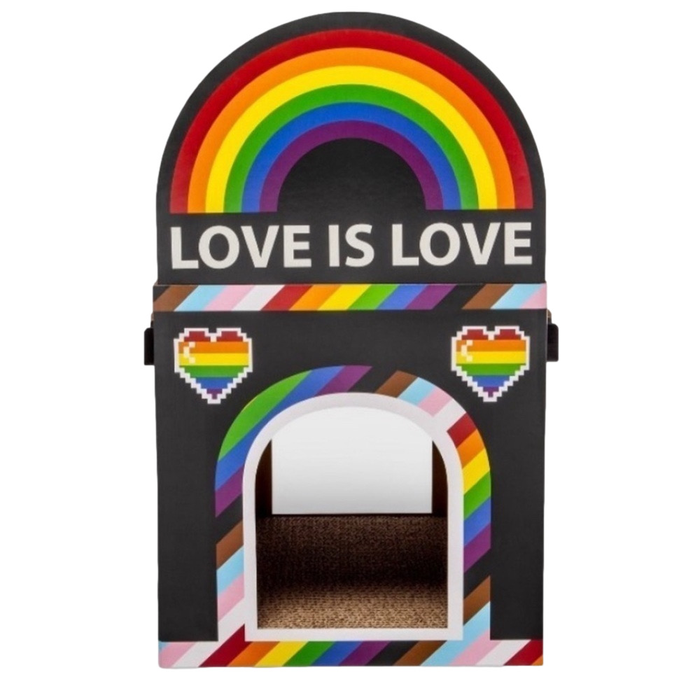 Boots & Barkley Rainbow Pride Love is Love Double Decker Cat Scratcher House Box - Picture 2 of 8